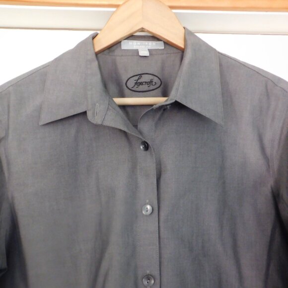 Foxcroft Womens Wrinkle Free Shaped Fit Gray Button-Up Long Sleeves Sz 12 - Picture 2 of 7